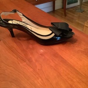 J Renee slingback black patent heels